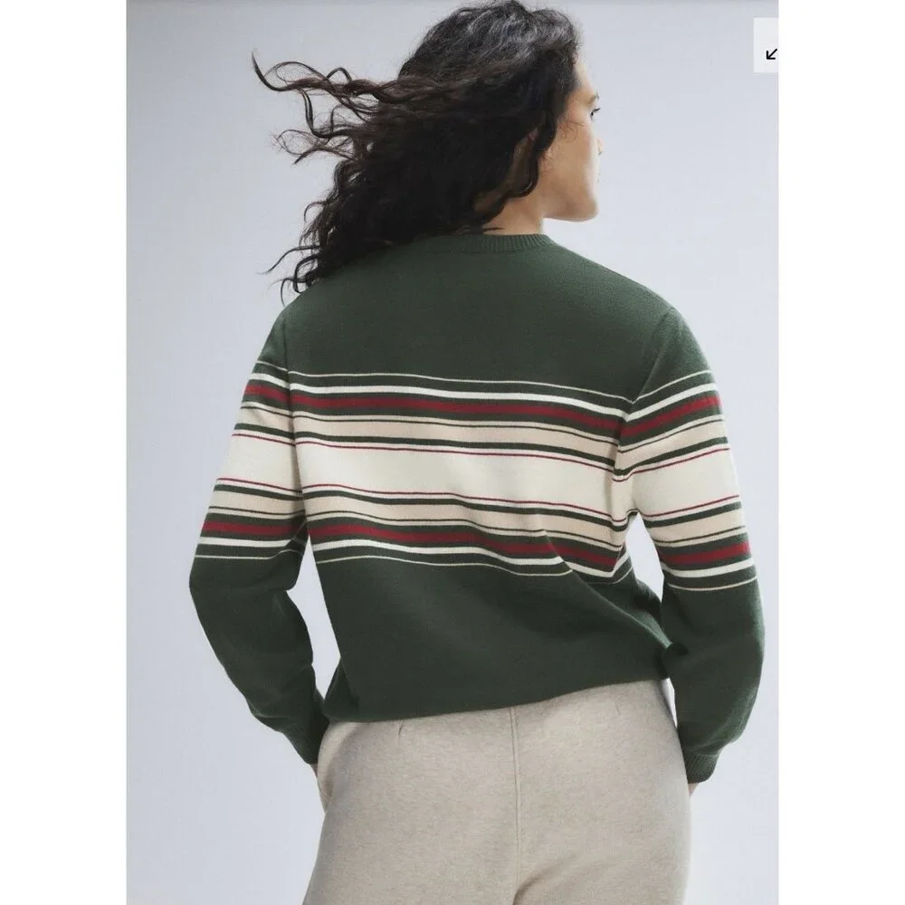 Savage X Fenty Lit Leisure Knit Green Shade Striped Sweater Size 2X Unisex‎